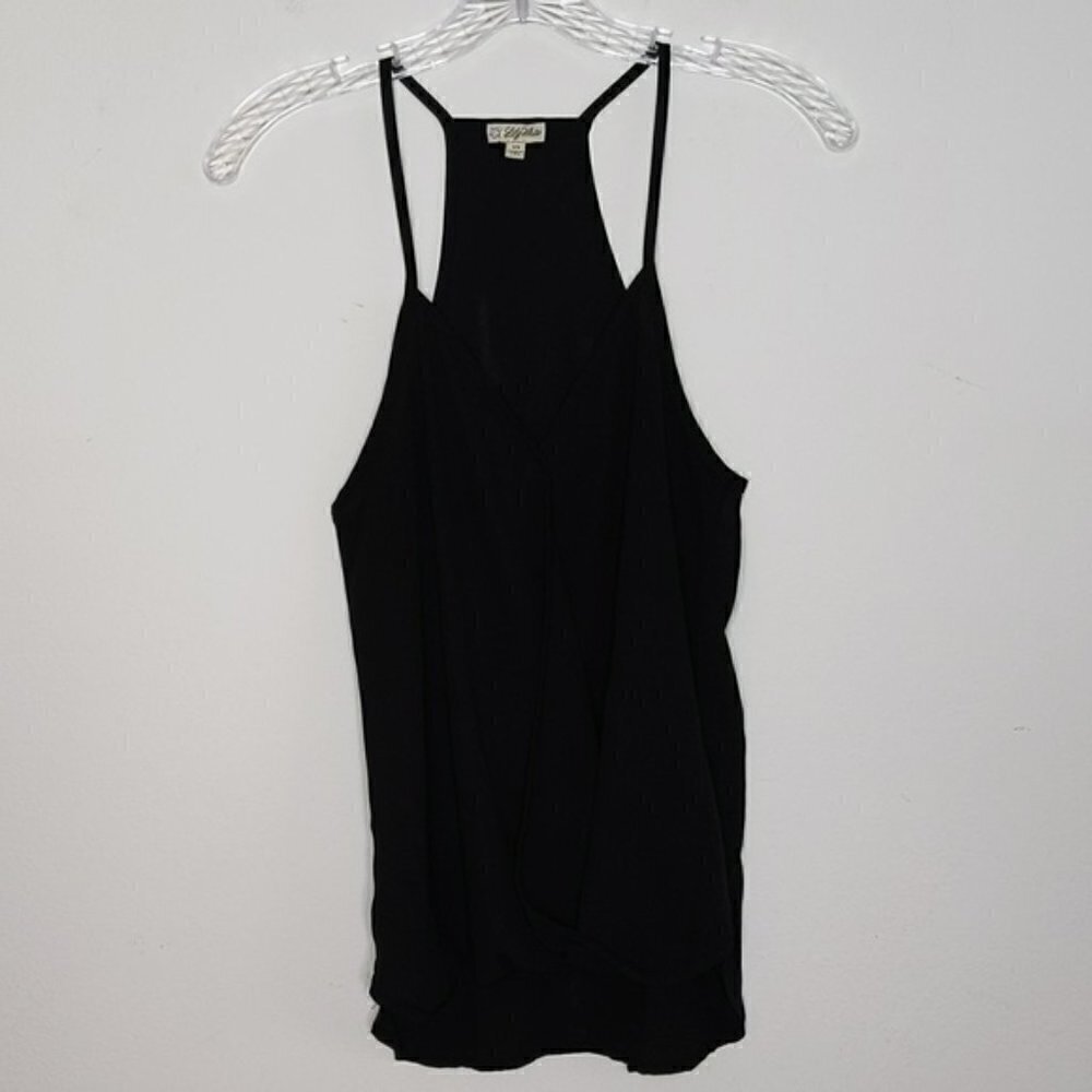 Black Deep V Neck Tank Top Shirt Blouse